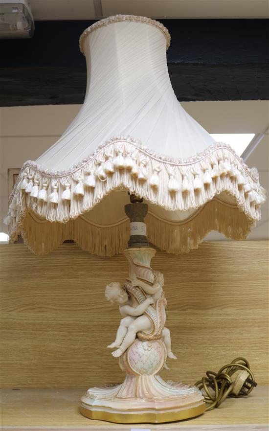 A Royal Worcester blush ivory lamp, base 30cm